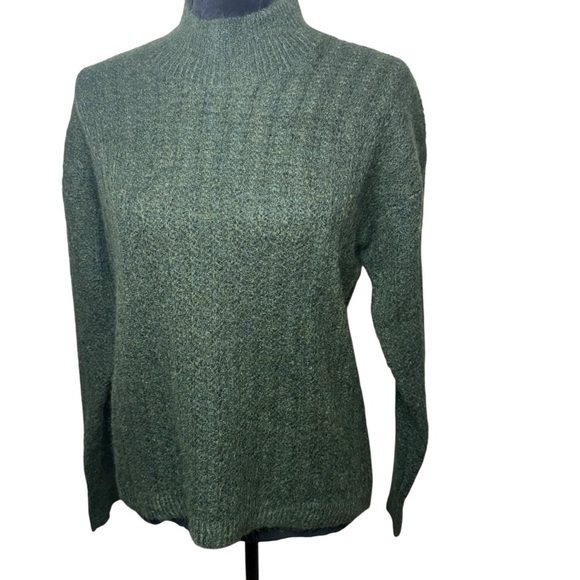 J. McLaughlin | Forest Green Mohair Blend Mock Turtleneck Sweater | Sz S - Picture 2 of 7